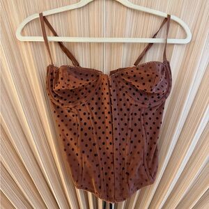 Free People Brown Polka Dot Bustier corset